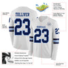 Custom Hockey Jersey – Triple Stripes White Navy Light Blue Long Sleeve – product details