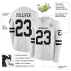 Custom Hockey Jersey – Triple Stripes White Black Long Sleeve – product details