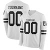 Custom Hockey Jersey – Triple Stripes White Black Long Sleeve – front and back view