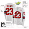 Custom Hockey Jersey – Triple Stripes White Red Black Long Sleeve – product details
