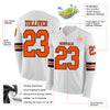 Custom Hockey Jersey – Triple Stripes White Orange Black Long Sleeve – product details