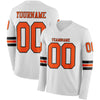Custom Hockey Jersey – Triple Stripes White Orange Black Long Sleeve – front and back view