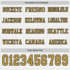 Custom Hockey Jersey – Triple Stripes White Old Gold Black Long Sleeve – personalization font options