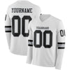 Custom Hockey Jersey – Triple Stripes White Black Gray Long Sleeve – front and back view