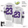 Custom Hockey Jersey – Triple Stripes White Purple Black Long Sleeve – product details