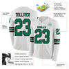 Custom Hockey Jersey – Triple Stripes White Kelly Green Black Long Sleeve – product details