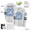 Custom Hockey Jersey – Triple Stripes White Light Blue Black Long Sleeve – product details