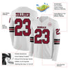 Custom Hockey Jersey – Triple Stripes White Crimson Black Long Sleeve – product details
