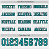 Custom Hockey Jersey – Triple Stripes White Teal Black Long Sleeve – personalization font options