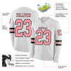 Custom Hockey Jersey – Triple Stripes White Medium Pink Black Long Sleeve – product details