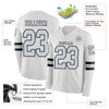 Custom Hockey Jersey – Triple Stripes White Silver Black Long Sleeve – product details