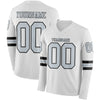 Custom Hockey Jersey – Triple Stripes White Silver Black Long Sleeve – front and back view