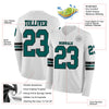 Custom Hockey Jersey – Triple Stripes White Midnight Green Black Long Sleeve – product details