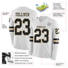 Custom Hockey Jersey – Triple Stripes White Black Vegas Gold Long Sleeve – product details
