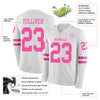 Custom Hockey Jersey – Triple Stripes White Pink Long Sleeve – product details