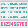 Custom Hockey Jersey – Triple Stripes White Pink Teal Long Sleeve – personalization font options