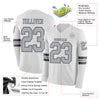 Custom Hockey Jersey – Triple Stripes White Gray Steel Gray Long Sleeve – product details