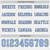 Custom Hockey Jersey – Triple Stripes White Light Blue Steel Gray Long Sleeve – personalization font options