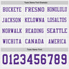 Custom Hockey Jersey – Triple Stripes White Purple Long Sleeve – personalization font options