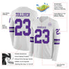Custom Hockey Jersey – Triple Stripes White Purple Gray Long Sleeve – product details