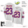 Custom Hockey Jersey – Triple Stripes White Purple Orange Long Sleeve – product details