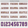 Custom Hockey Jersey – Triple Stripes White Purple Old Gold Long Sleeve – personalization font options