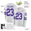 Custom Hockey Jersey – Triple Stripes White Purple Light Blue Long Sleeve – product details
