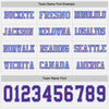 Custom Hockey Jersey – Triple Stripes White Purple Light Blue Long Sleeve – personalization font options