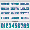 Custom Hockey Jersey – Triple Stripes White Teal Purple Long Sleeve – personalization font options