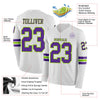 Custom Hockey Jersey – Triple Stripes White Purple Neon Green Long Sleeve – product details