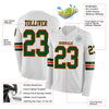 Custom Hockey Jersey – Triple Stripes White Green Orange Long Sleeve – product details