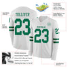 Custom Hockey Jersey – Triple Stripes White Kelly Green Long Sleeve – product details