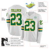 Custom Hockey Jersey – Triple Stripes White Kelly Green Gold Long Sleeve – product details