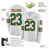 Custom Hockey Jersey – Triple Stripes White Kelly Green Orange Long Sleeve – product details