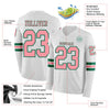 Custom Hockey Jersey – Triple Stripes White Medium Pink Kelly Green Long Sleeve – product details