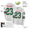 Custom Hockey Jersey – Triple Stripes White Kelly Green Red Long Sleeve – product details