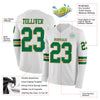 Custom Hockey Jersey – Triple Stripes White Kelly Green Old Gold Long Sleeve – product details