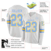 Custom Hockey Jersey – Triple Stripes White Light Blue Yellow Long Sleeve – product details