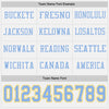 Custom Hockey Jersey – Triple Stripes White Light Blue Yellow Long Sleeve – personalization font options
