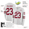 Custom Hockey Jersey – Triple Stripes White Crimson Long Sleeve – product details