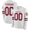 Custom Hockey Jersey – Triple Stripes White Crimson Long Sleeve – front and back view