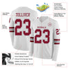 Custom Hockey Jersey – Triple Stripes White Crimson Gray Long Sleeve – product details
