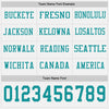 Custom Hockey Jersey – Triple Stripes White Teal Long Sleeve – personalization font options
