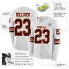 Custom Hockey Jersey – Triple Stripes White Brown Orange Long Sleeve – product details
