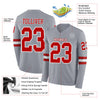 Custom Hockey Jersey – Triple Stripes Gray Red White Long Sleeve – product details
