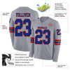 Custom Hockey Jersey – Triple Stripes Gray Royal Red Long Sleeve – product details