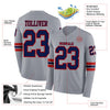 Custom Hockey Jersey – Triple Stripes Gray Navy Red Long Sleeve – product details