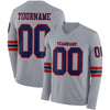 Custom Hockey Jersey – Triple Stripes Gray Navy Red Long Sleeve – front and back view