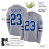 Custom Hockey Jersey – Triple Stripes Gray Royal White Long Sleeve – product details