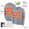 Custom Hockey Jersey – Triple Stripes Gray Orange White Long Sleeve – product details